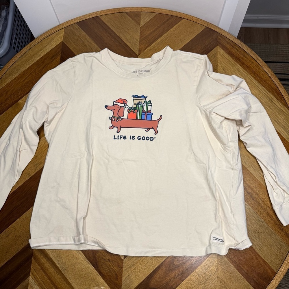 Life Is Good Crusher women’s  Festive Dog T-Shirt - Cream XXXL - Picture 2 of 8